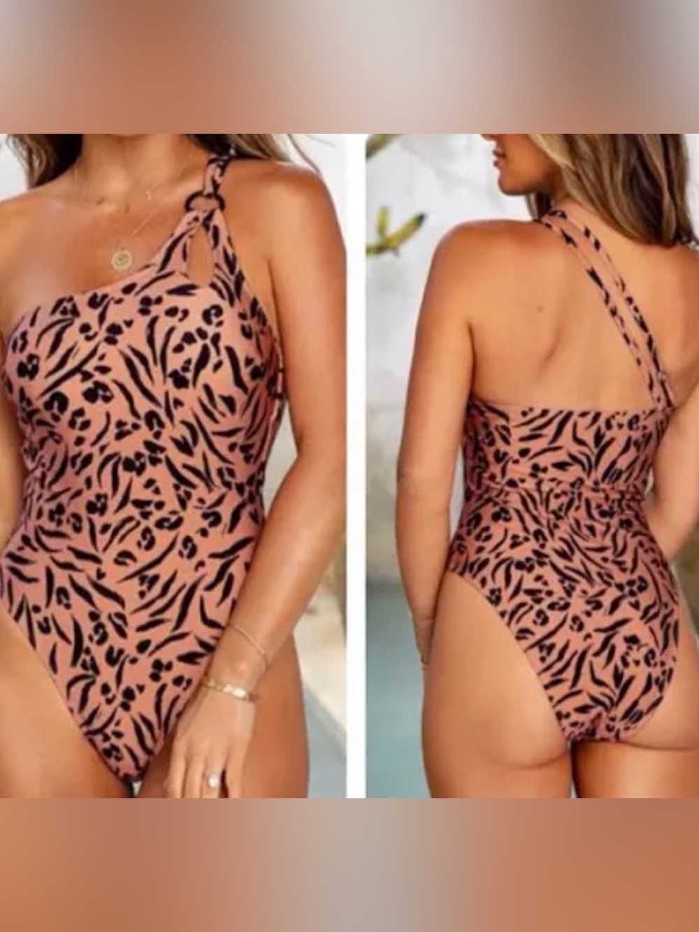 Cupshe One-Shoulder Leopard Print One-Piece Swimsuit